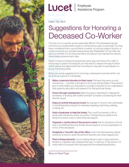 Suggestions for Honoring a Deceased Co-Worker