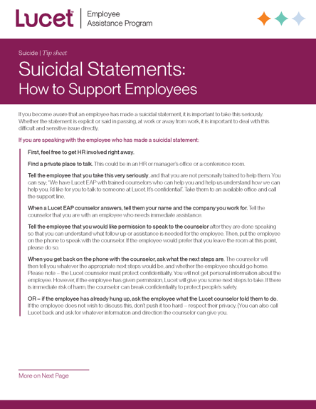 Suicidal Statements - How to Support Employees