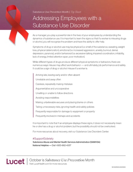 Addressing Employees with a Substance Use Disorder | Tip Sheet