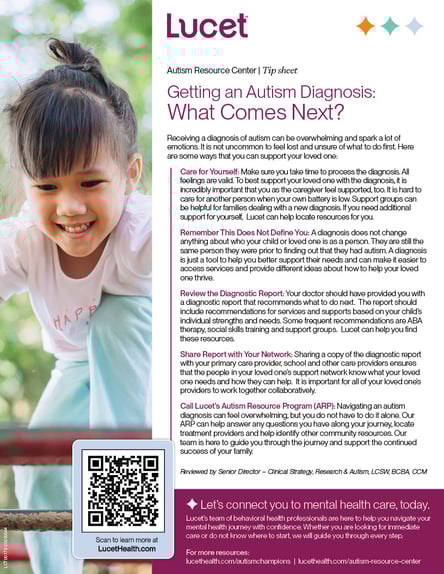 Getting an Autism Diagnosis: What's Next? | Tip Sheet