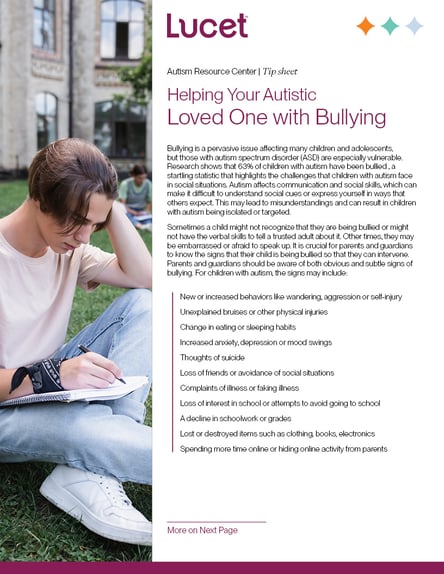 Helping Your Autistic Loved One with Bullying | Tip Sheet