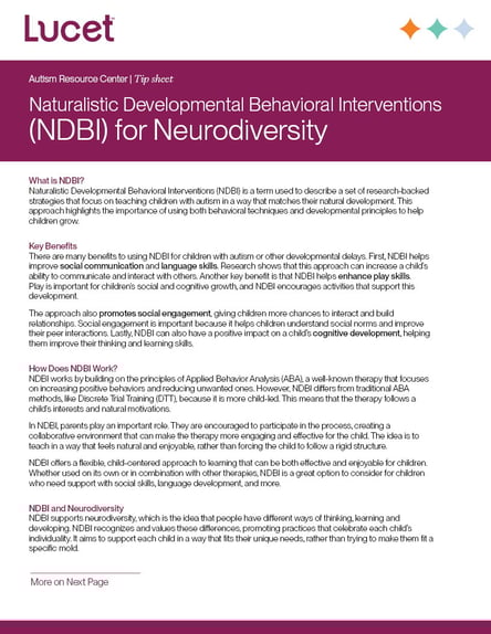 Naturalistic Developmental Behavioral Interventions (NDBI) | Tip Sheet