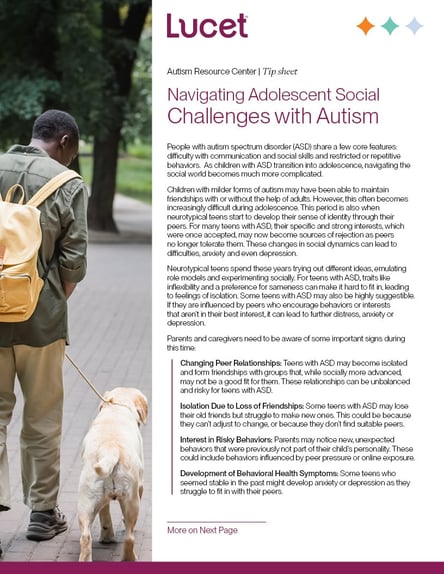 Navigating Adolescent Social Challenges with Autism | Tip Sheet