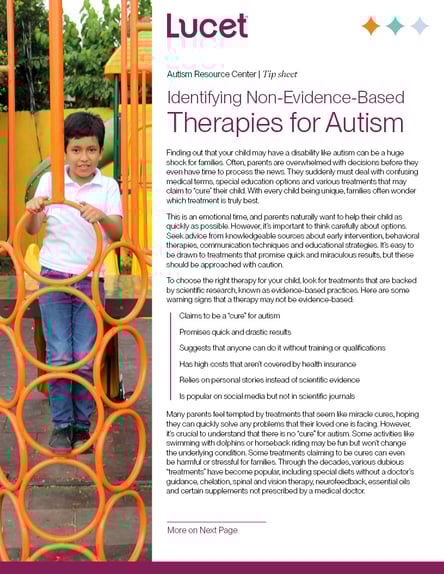 Recognizing Non-Evidence-Based Therapies for Autism | Tip Sheets