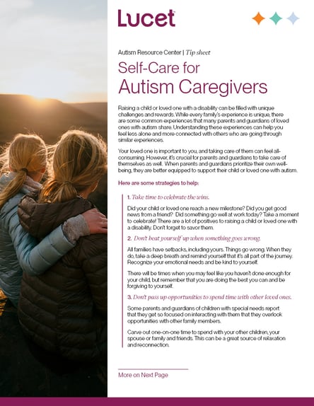 Self-Care for Autism Caregivers | Tip Sheet
