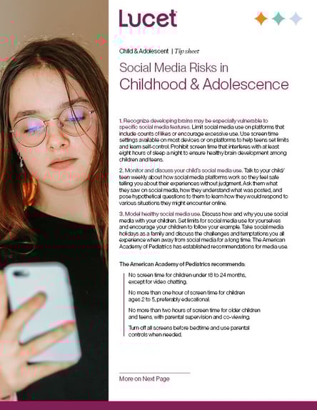 Social Media Risks in Childhood & Adolescence | Tip Sheet