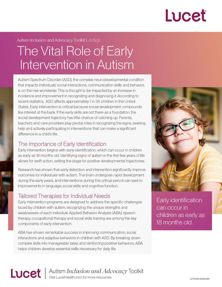 The Vital Role of Early Autism Intervention | Article