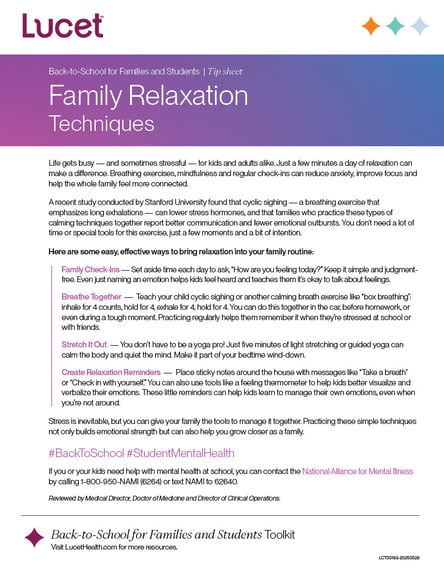 Family Relaxation Techniques | Tip Sheet