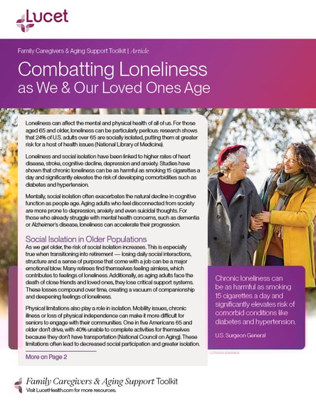 Combatting Loneliness as We & Our Loved Ones Age | Article