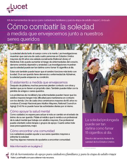 Cómo combatir la soledad a medida que envejecemos junto a nuestros seres queridos | Artículo