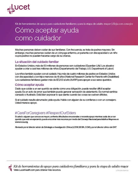 Cómo aceptar ayuda como cuidador | Hoja con consejos