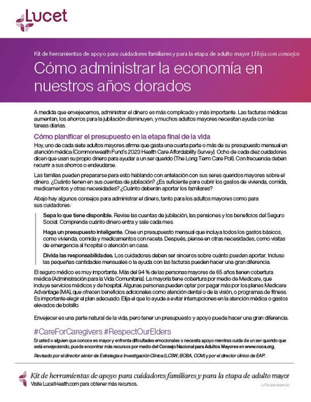 Cómo administrar la economía en nuestros años dorados | Hoja con consejos