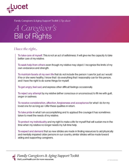 A Caregiver's Bill of Rights | Tip Sheet
