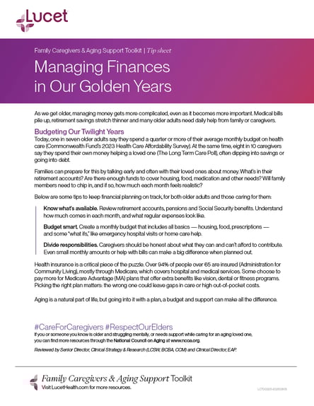 Managing Finances in Our Golden Years | Tip Sheet