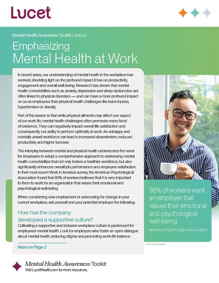 Emphasizing Mental Health in the Workplace | Article