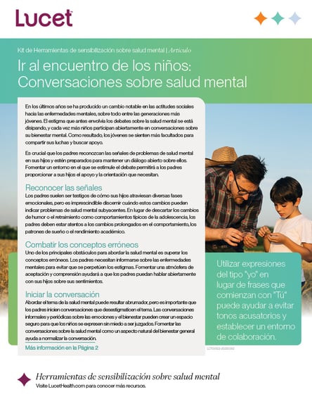 Ir al encuentro de los niños: Conversaciones sobre salud mental | Artículo