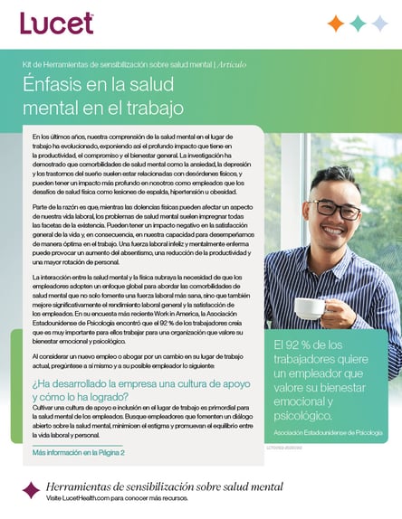 Énfasis en la salud mental en el trabajo | Artículo
