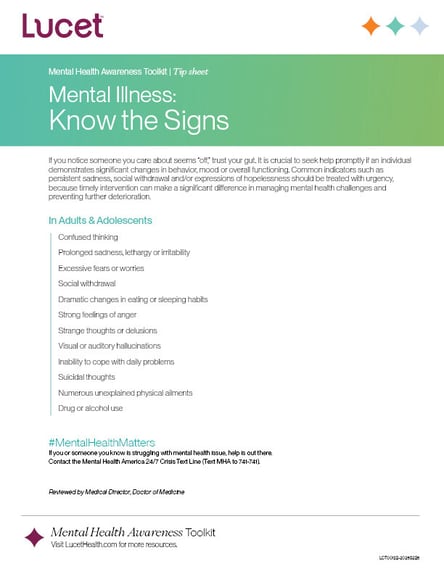 Mental Illness: Know the Signs | Tip Sheet