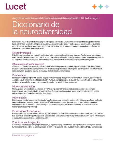 Diccionario de la neurodiversidad | Hoja de consejos