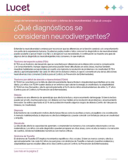 ¿Qué diagnósticos se consideran neurodivergentes? | Hoja de consejos