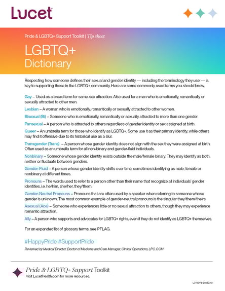 LGBTQ+ Dictionary | Tip Sheet