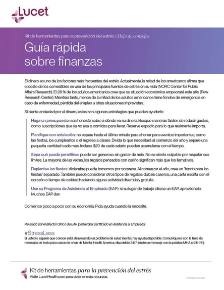 Guía rápida sobre finanzas | Hoja de consejos