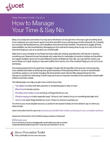 How to Manage Your Time & Say No | Tip Sheet