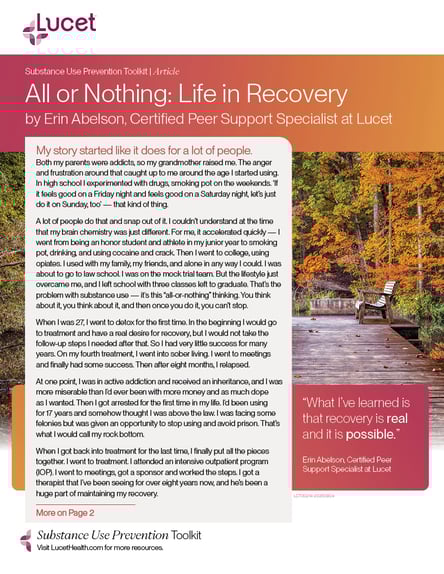 All or Nothing: A Life in Recovery by Erin Abelson | Article