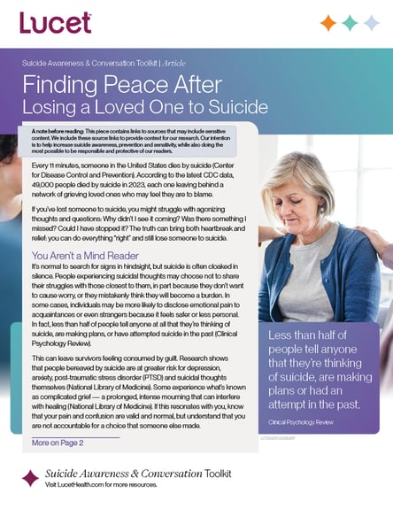 Finding Peace after Losing a Loved One to Suicide | Article