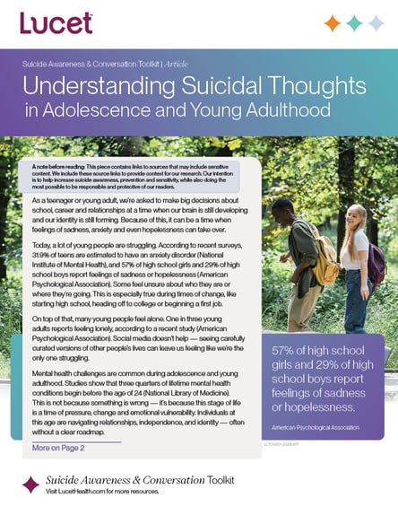 Understanding Suicidal Thoughts in Adolescence and Young Adulthood | Article