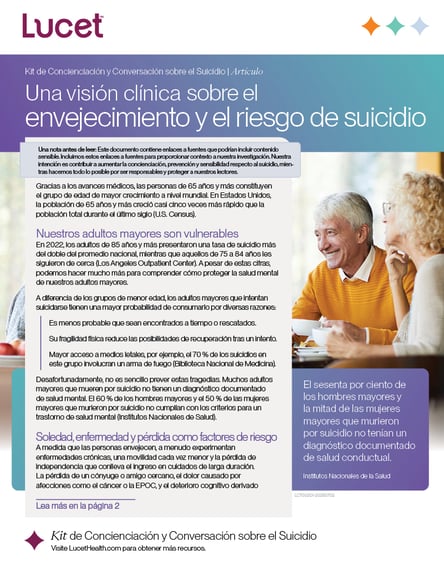Una visión clínica sobre el envejecimiento y el riesgo de suicidio | Artículo