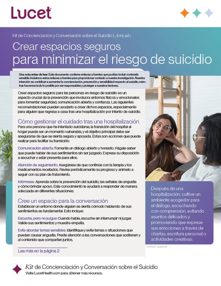 Crear espacios seguros para minimizar el riesgo de suicidio | Artículo