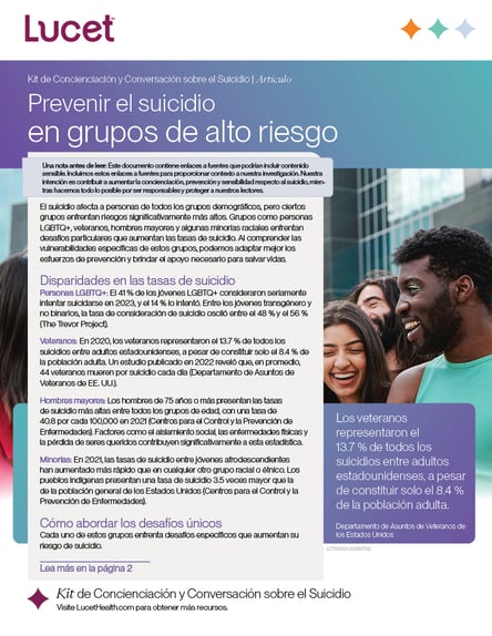 Prevenir el suicidio en grupos de alto riesgo | Artículo