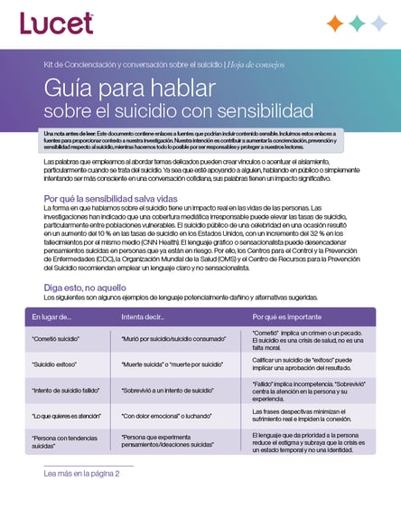 Guía para hablar sobre el suicidio con sensibilidad | Hoja de consejos