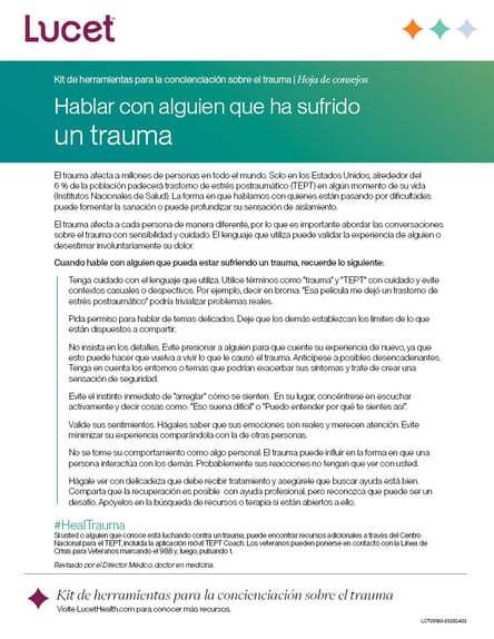 Reacciones ante un trauma: Conozca las señales | Hoja de consejos