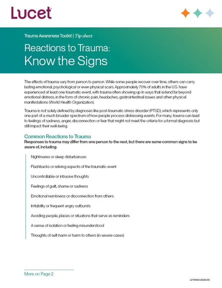 Reactions to Trauma: Know the Signs | Tip Sheet