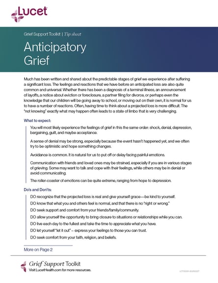 Anticipatory Grief | Tip Sheet