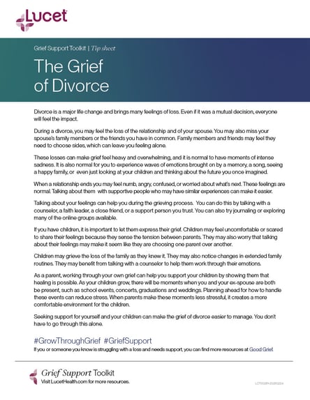 The Grief of Divorce | Tip Sheet
