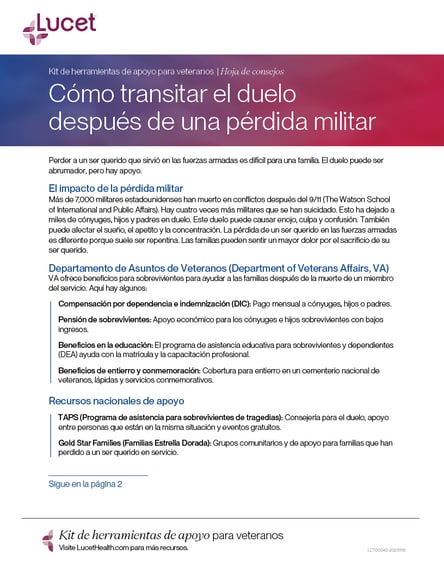 Cómo transitar el duelo después de una pérdida militar | Hoja de consejos