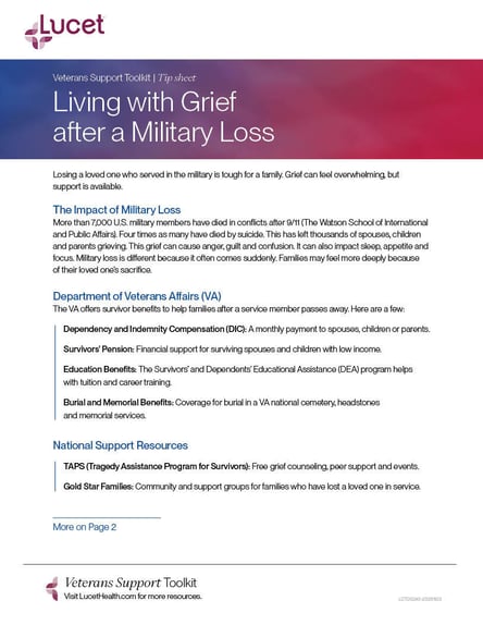 Living with Grief after a Military Loss | Tip Sheet