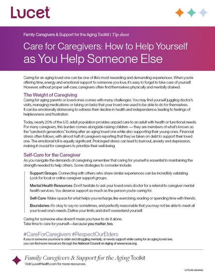 Care for Caregivers: How to Help Someone as You Help Someone Else | Tip Sheet