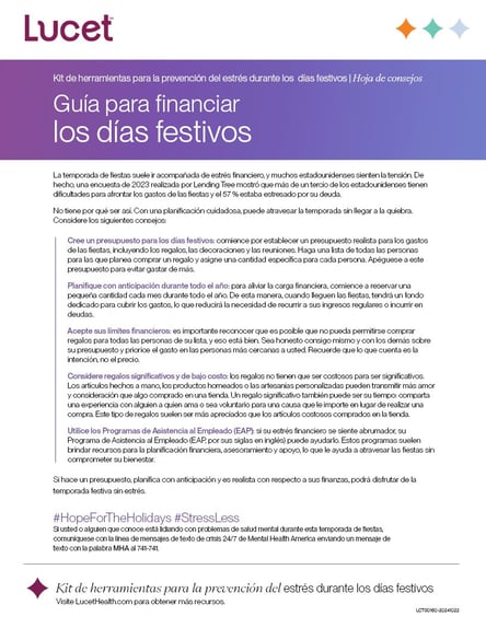 Guía para financiar los días festivos | Hoja de consejos
