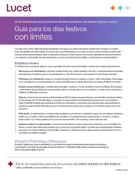 Guía para los días festivos con límites | Hoja de consejos