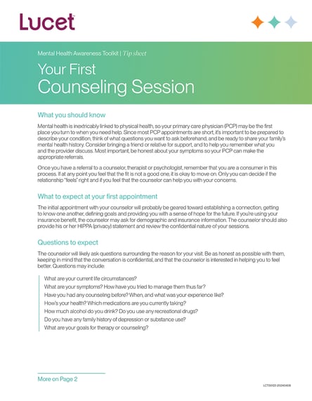 Your First Counseling Session | Tip Sheet