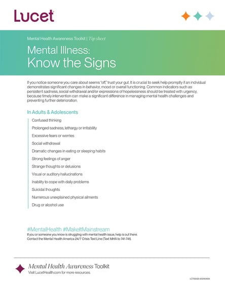 Mental Illness: Know the Signs | Tip Sheet