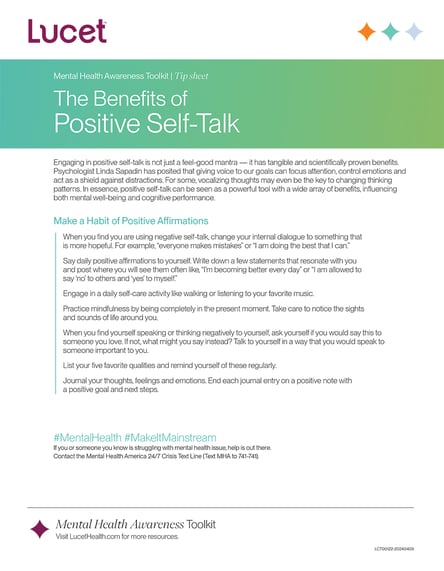 The Benefits of Positive Self-Talk | Tip Sheet