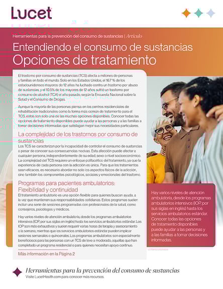 Entendiendo el consumo de sustancias Opciones de tratamiento | Artículo