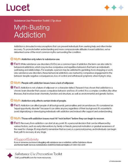 Myth-Busting Addiction | Tip Sheet