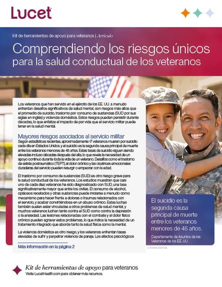Comprendiendo los riesgos únicos para la salud conductual de los veteranos | Artículo