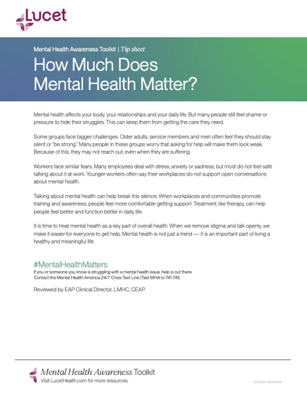 How Much Does Mental Health Matter? | Tip Sheet 